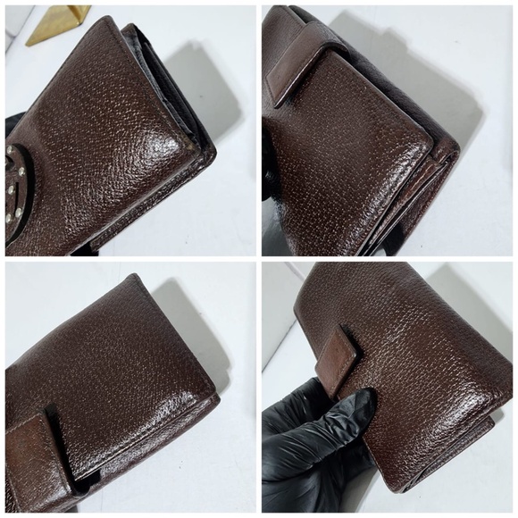 Authentic Gucci Interlocking G Logo Leather Continental Wallet Brown - Picture 12 of 13